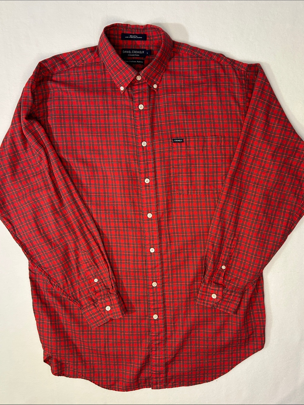 Daniel Cremieux 100% Cotton Red and Blue Plaid Button-Down Shirt